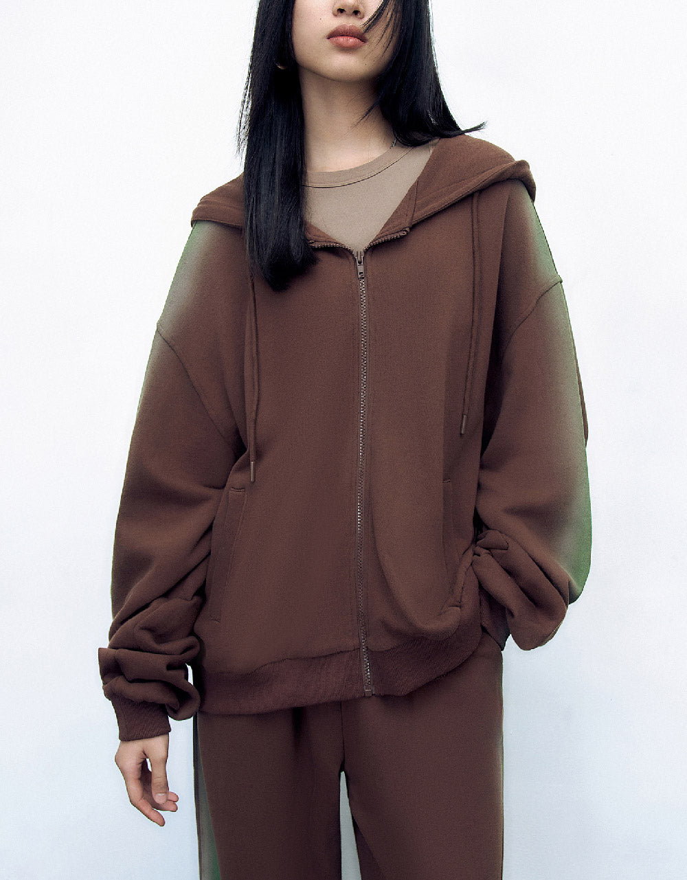 Zipper Front Hooded Jacket