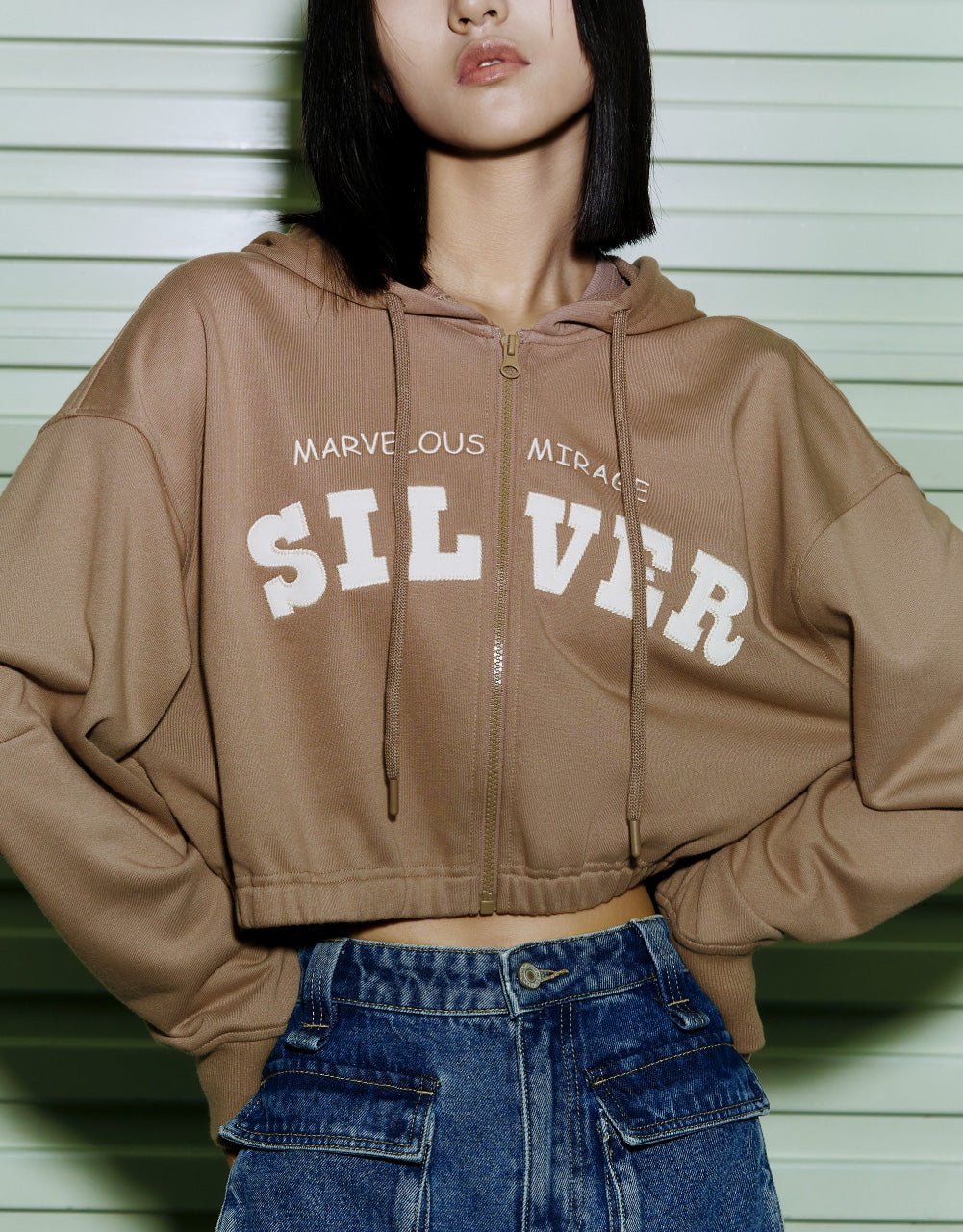 Letter Print Hooded Jacket