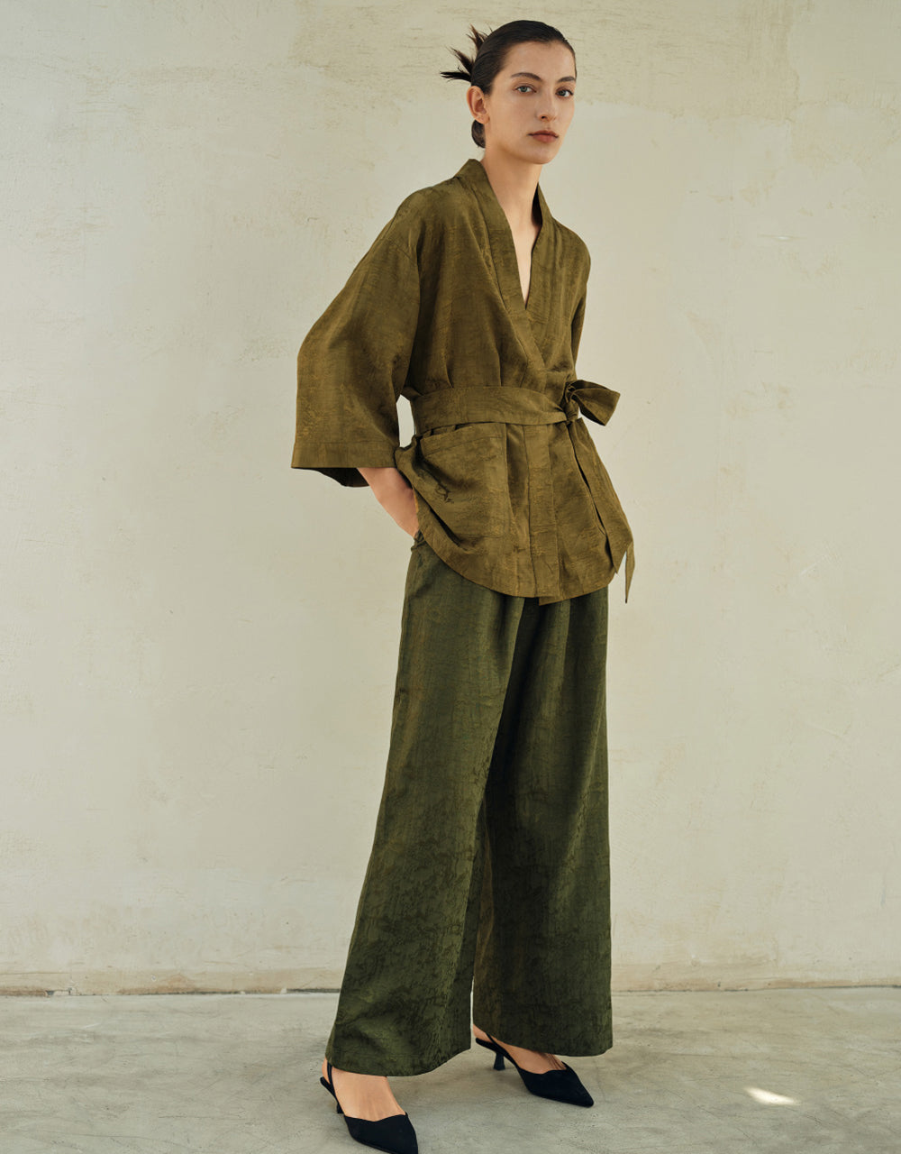 Open Front Jacket With Belt