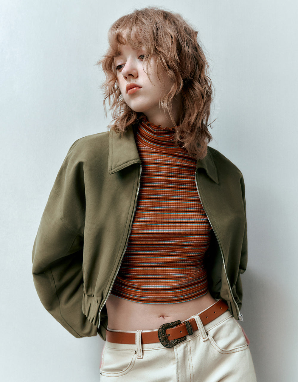 Zipper Front Balloon Jacket