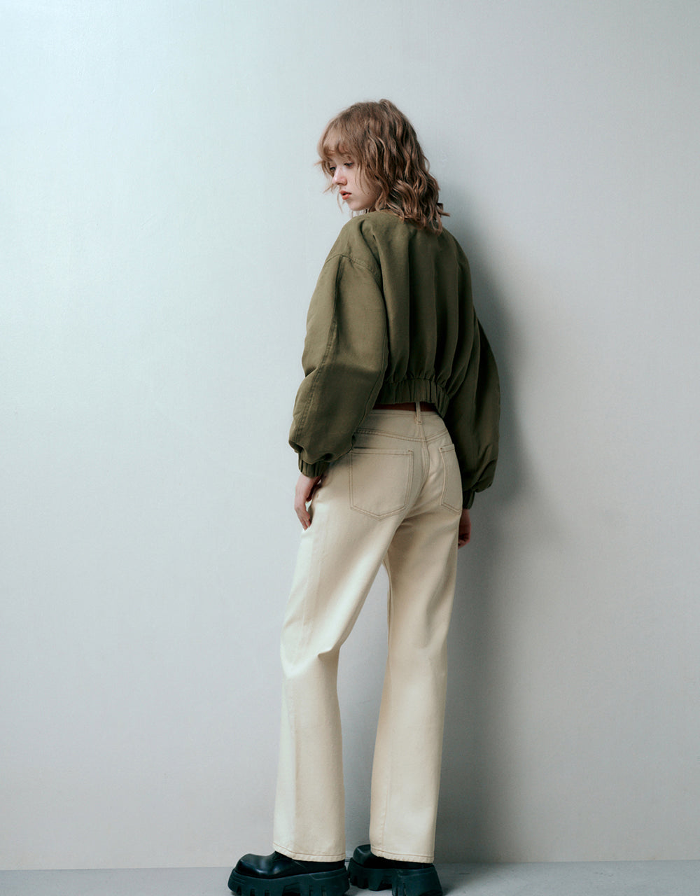 Zipper Front Balloon Jacket