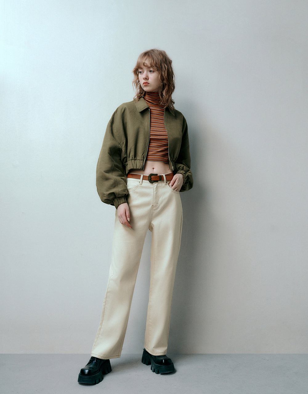 Zipper Front Balloon Jacket