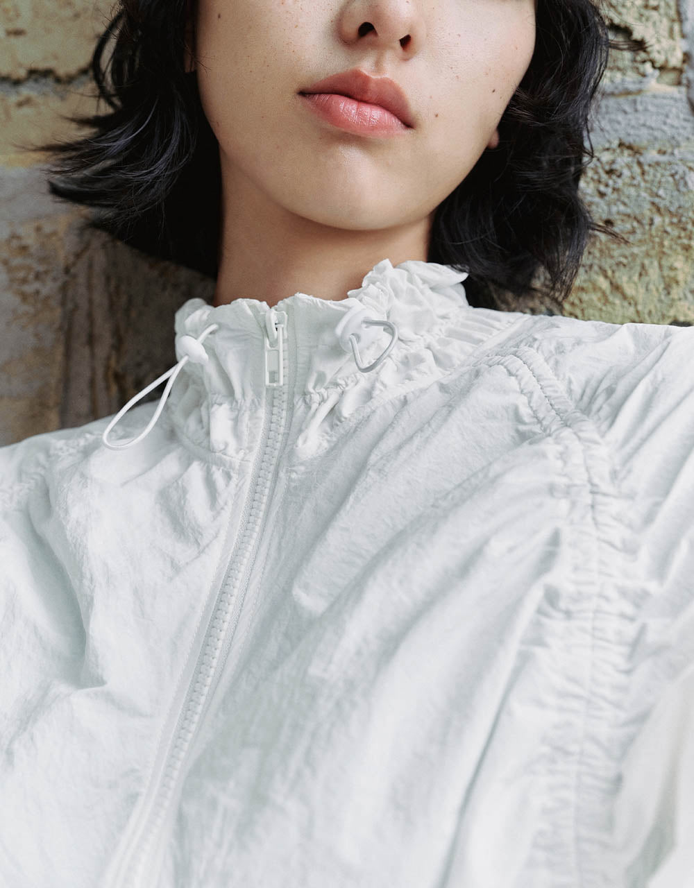 Zipper Font Frill Trim Jacket
