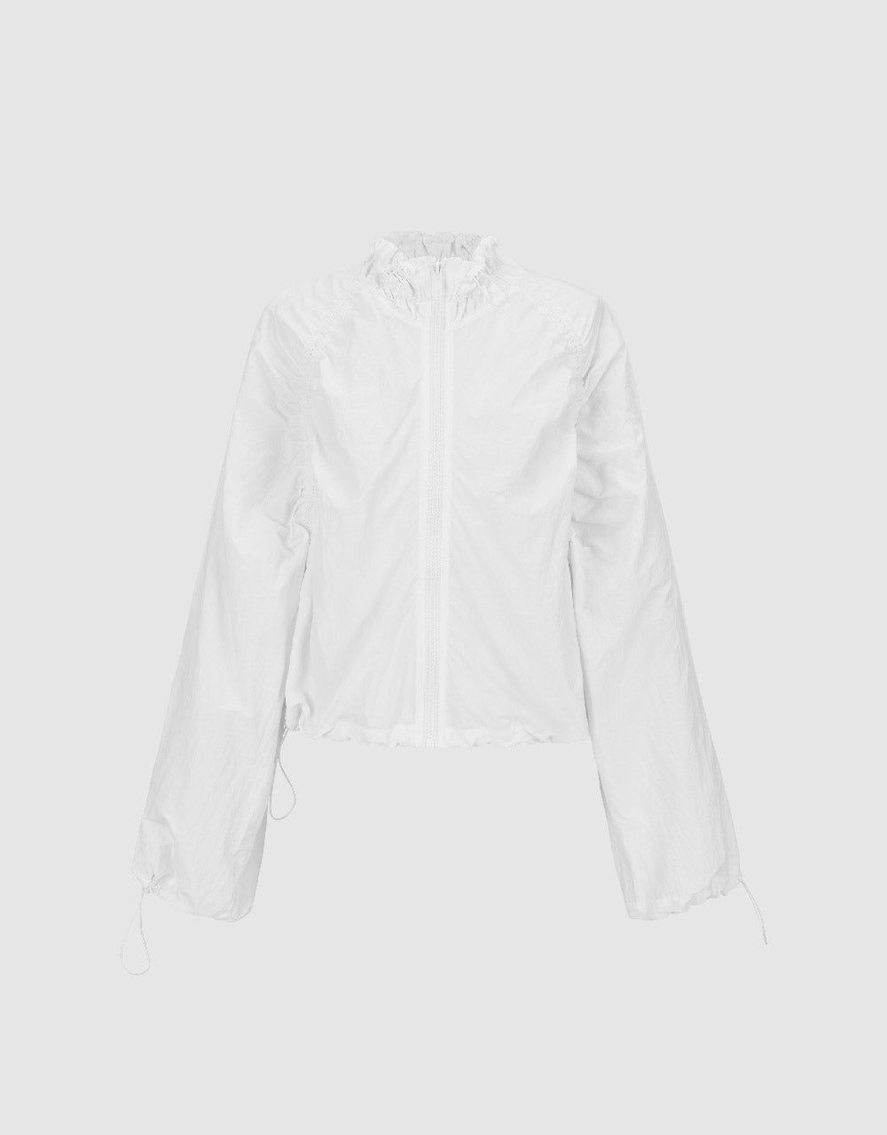 Zipper Font Frill Trim Jacket