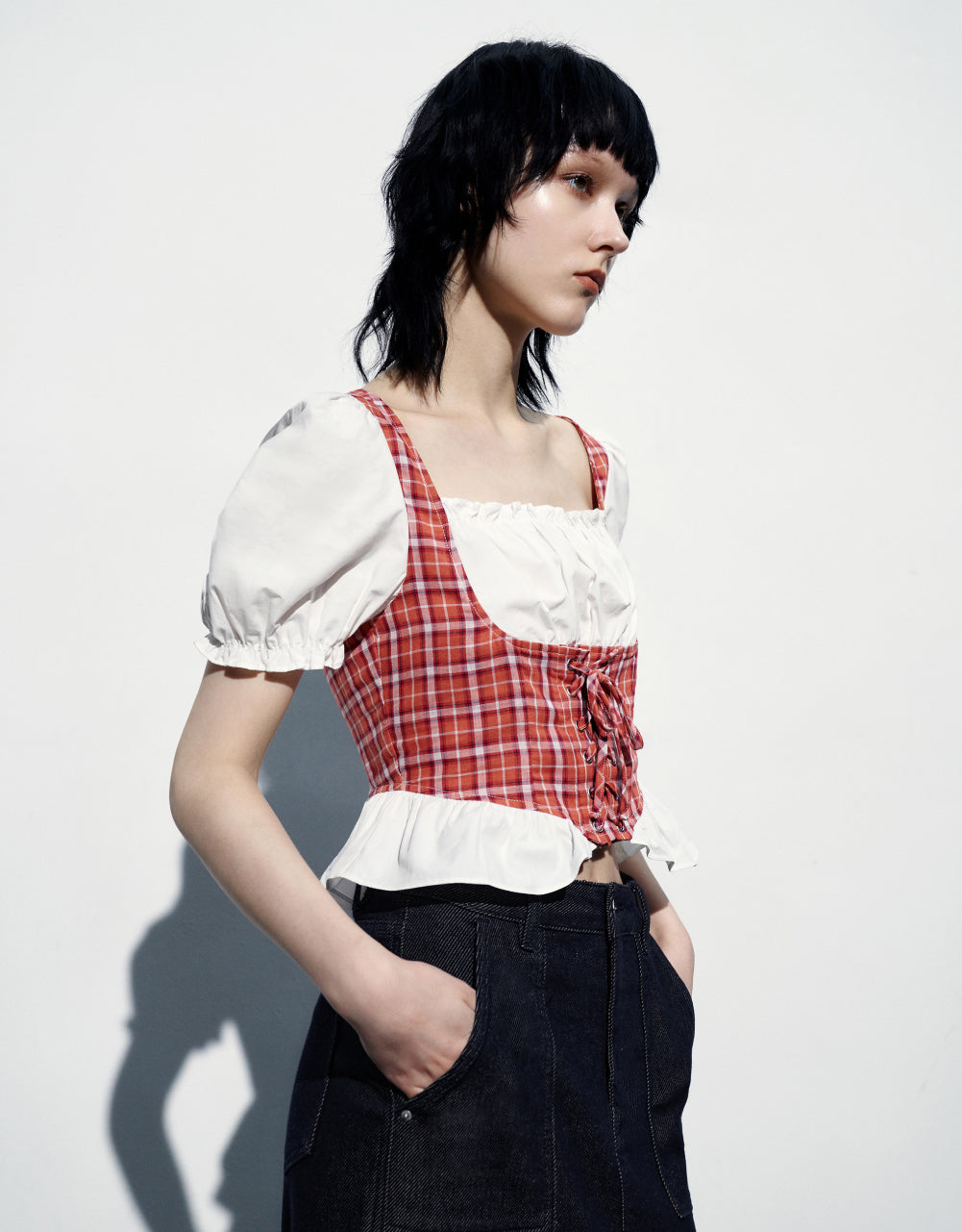 2 In 1 Puff Sleeve Blouse