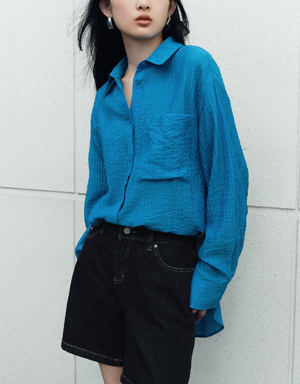 Textured Straight Oversized Shirt
