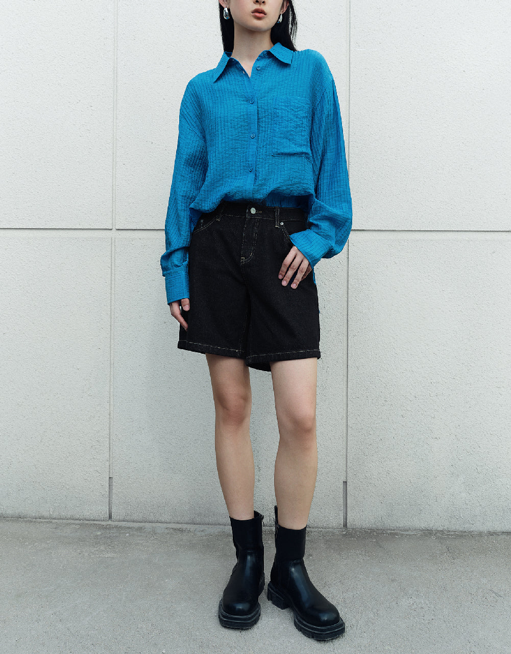 Textured Straight Oversized Shirt