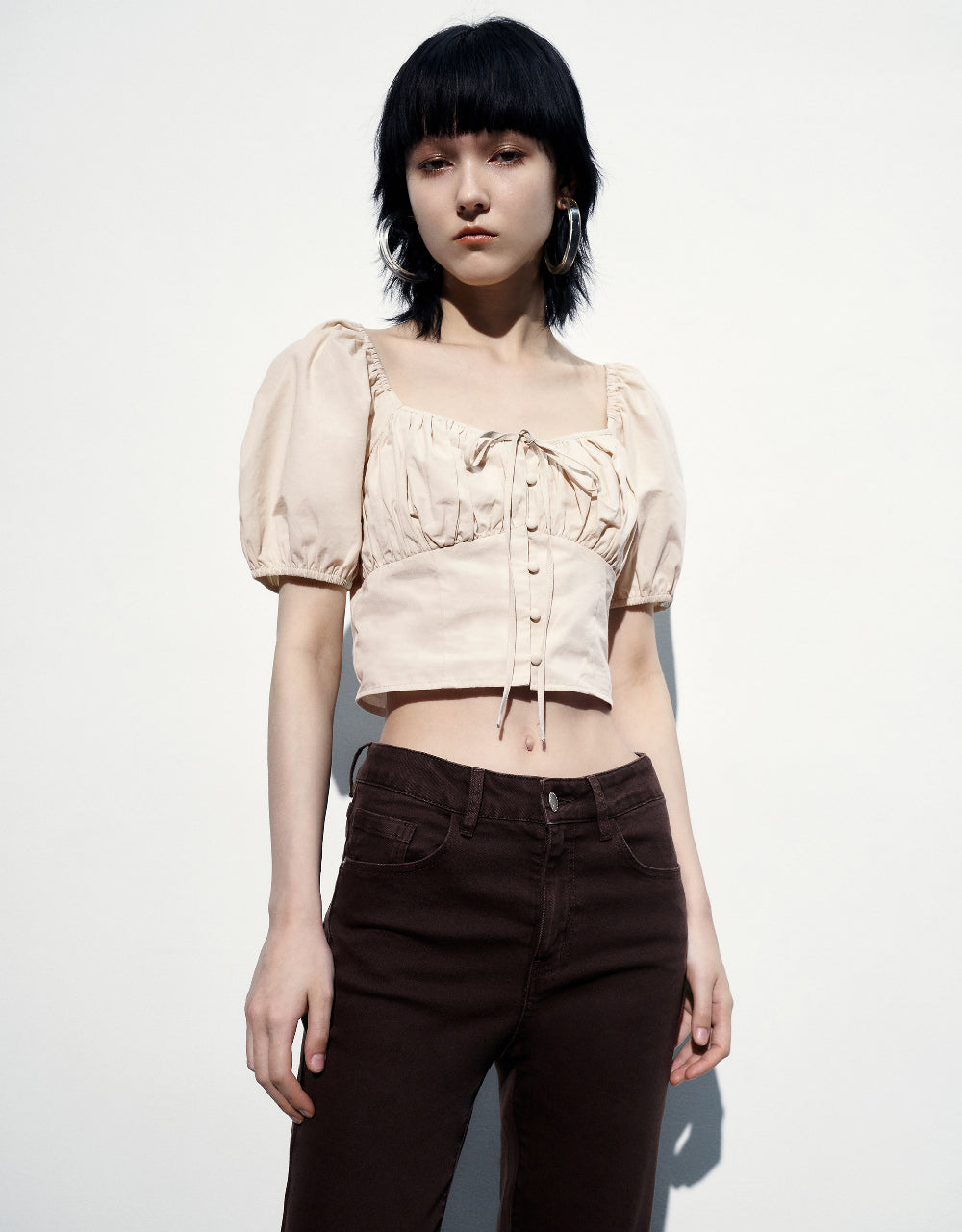 Lace Up Front Blouse