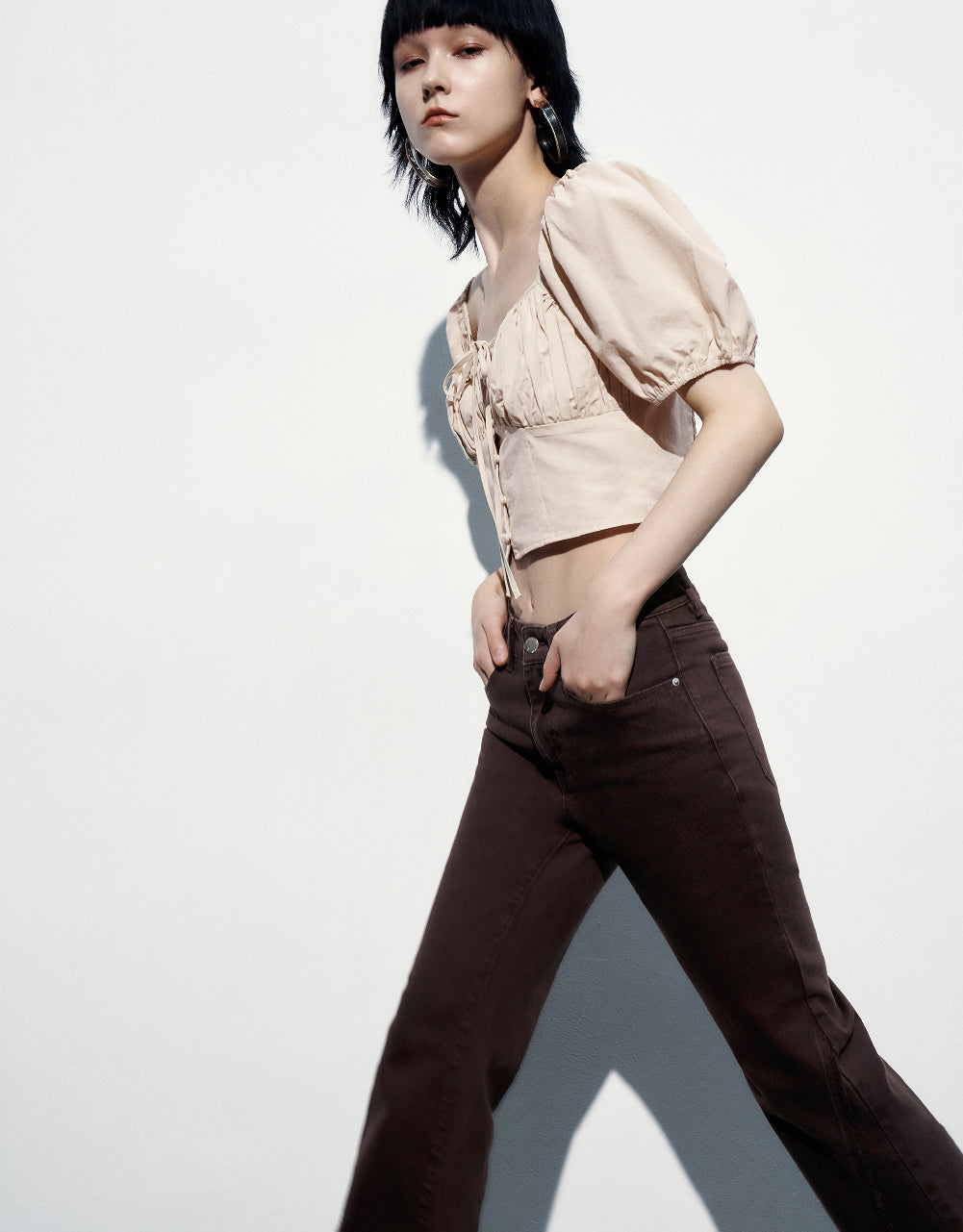Lace Up Front Blouse