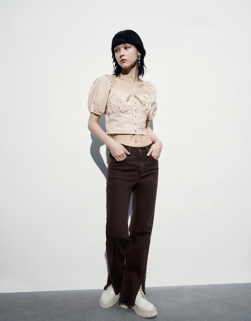 Lace Up Front Blouse