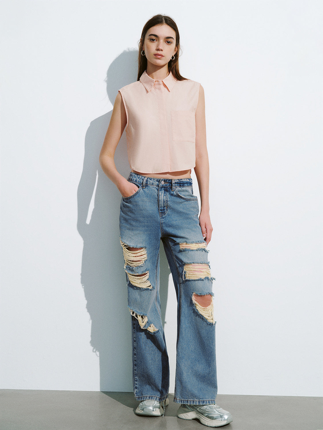Cropped Sleeveless Overhead Shirt