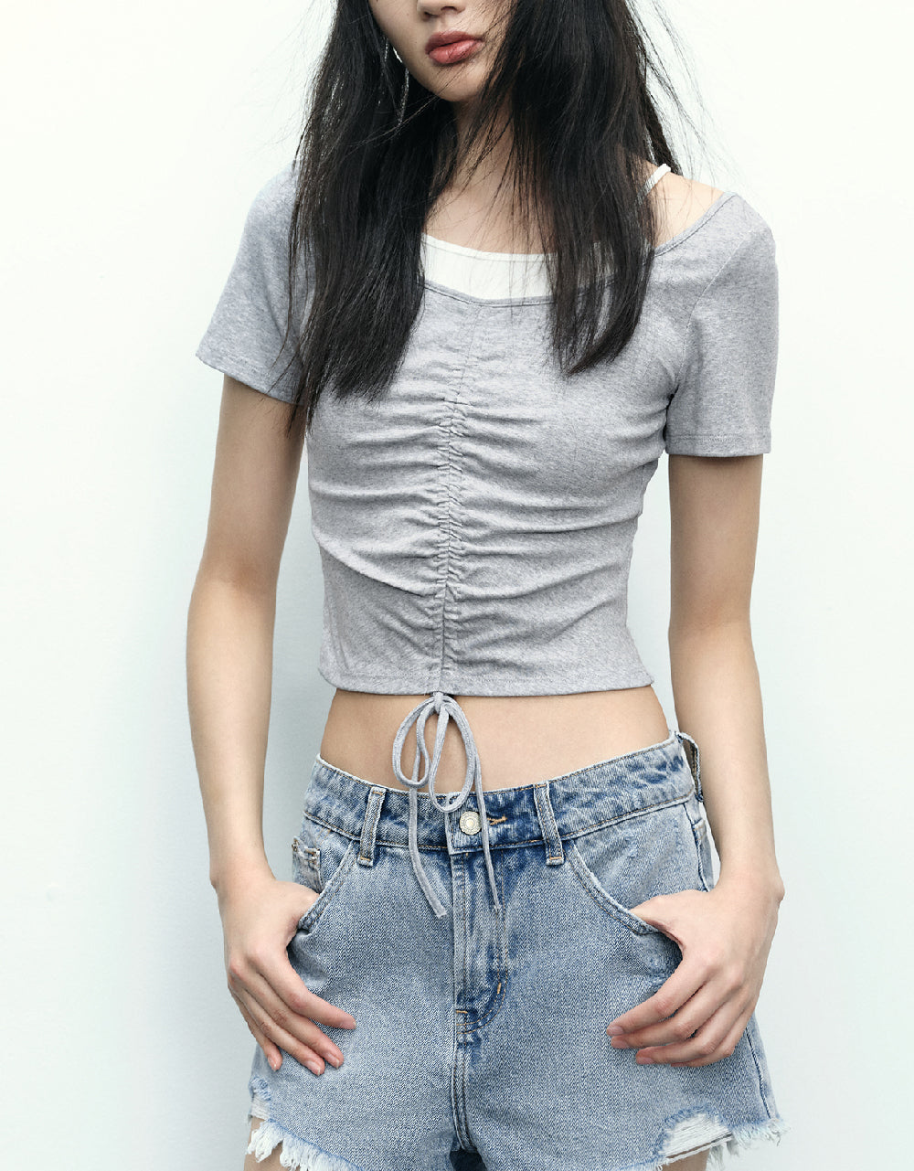 2 In 1 U Neck Skinny T-Shirt