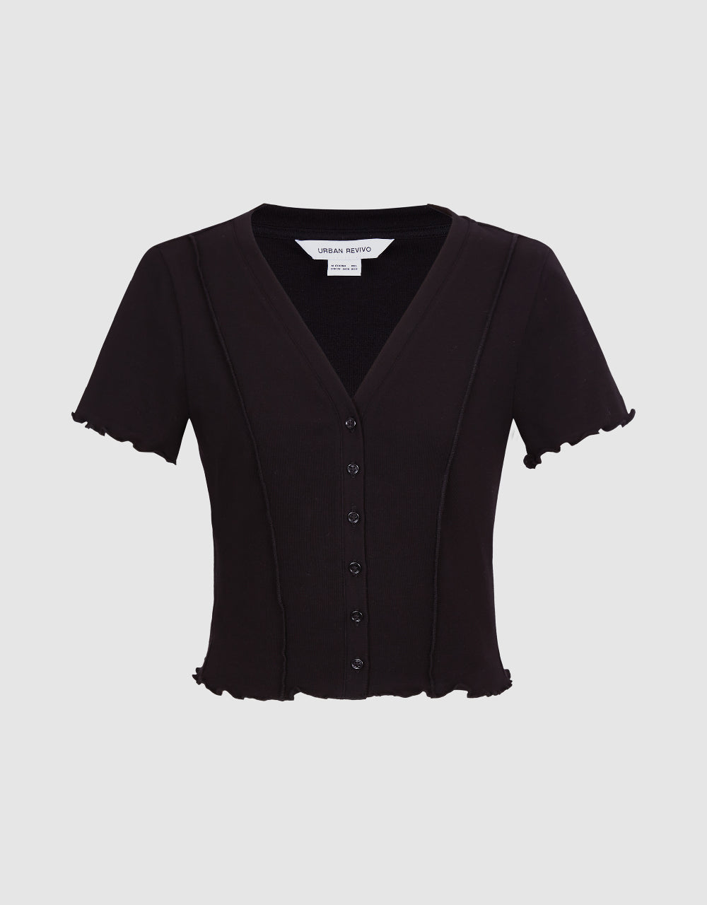 Button Up Skinny Knitted T-Shirt
