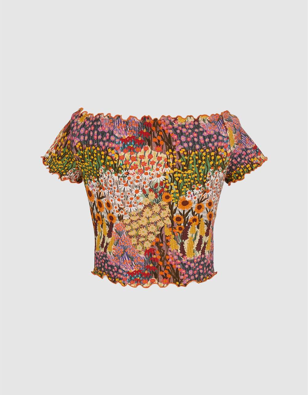 Floral Off-Shoulder Skinny T-Shirt