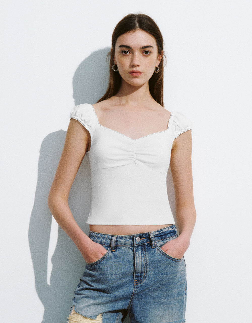 Puff Sleeve Skinny T-Shirt