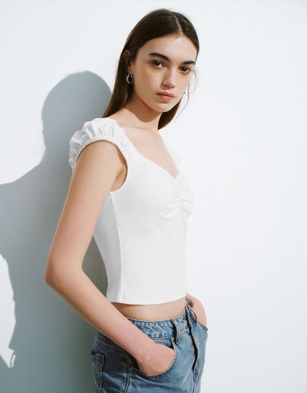 Puff Sleeve Skinny T-Shirt
