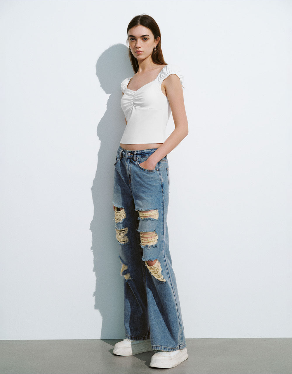 Puff Sleeve Skinny T-Shirt