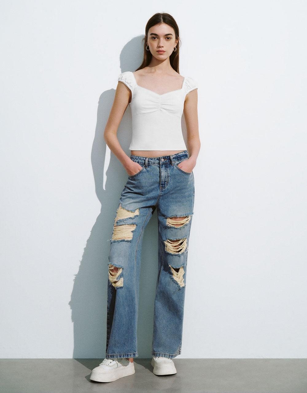 Puff Sleeve Skinny T-Shirt