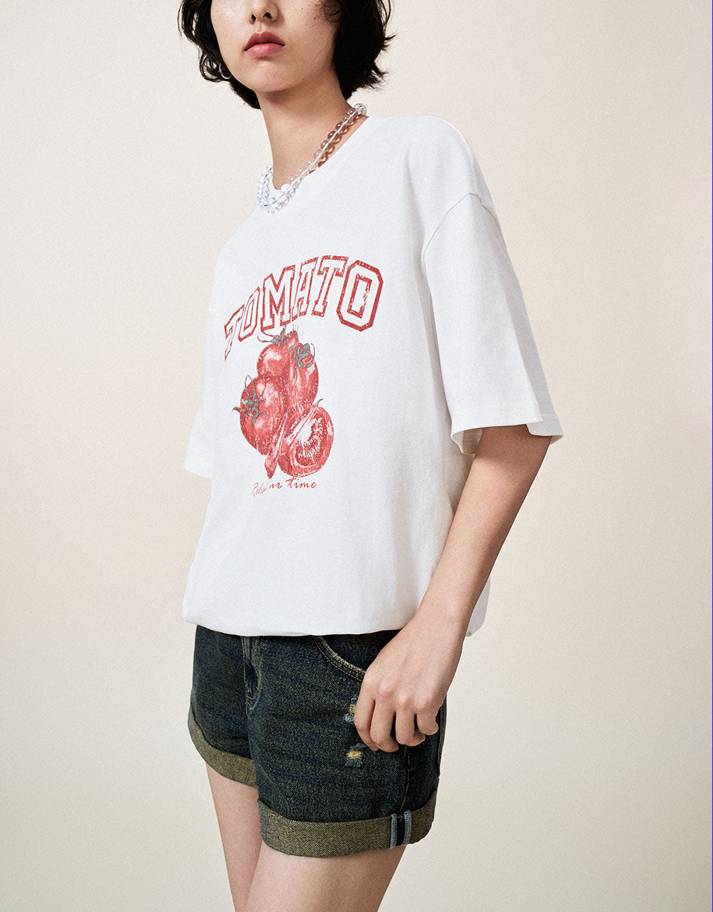 Printed Crew Neck Straight T-Shirt