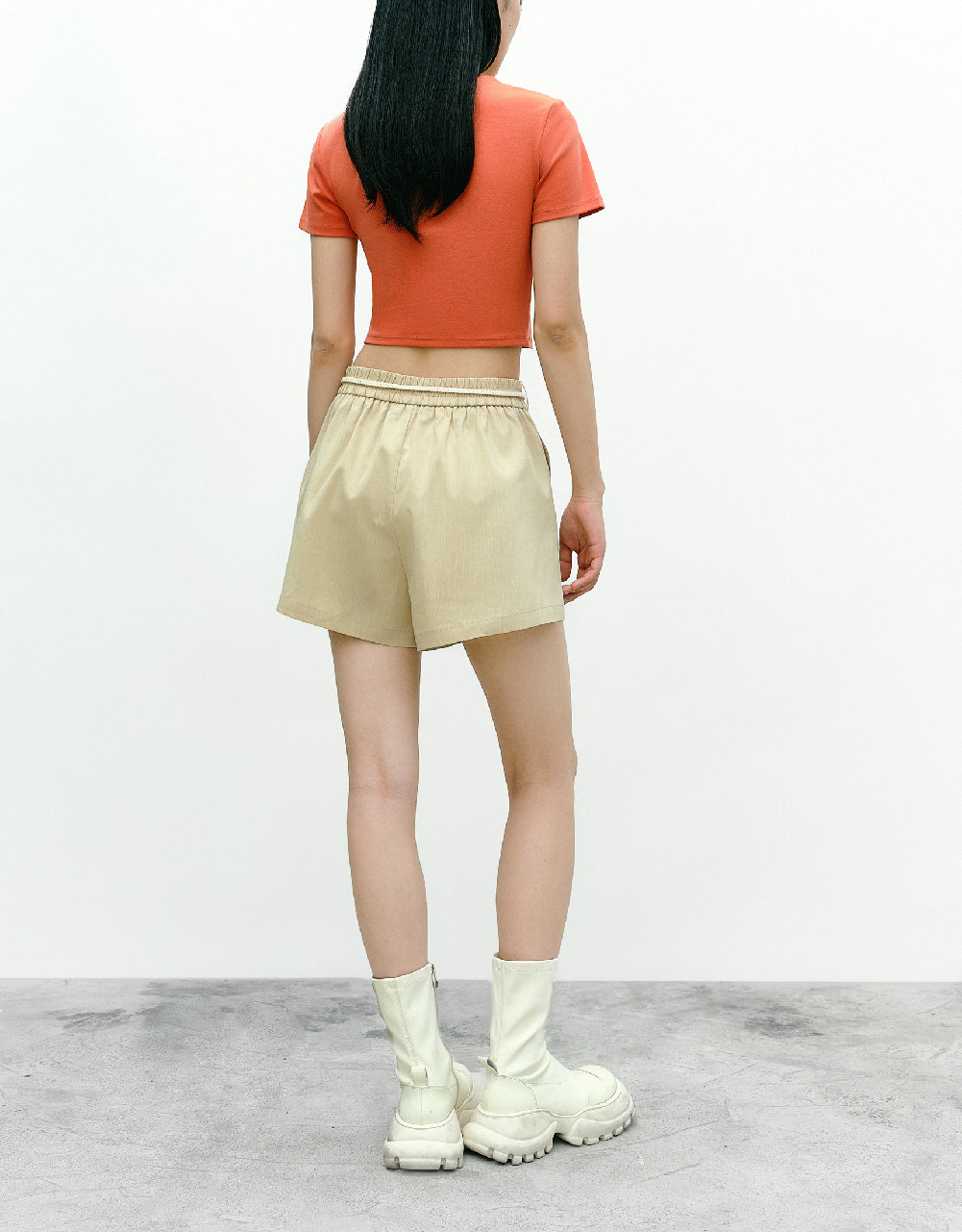 Elastic Waist Shorts With Rope