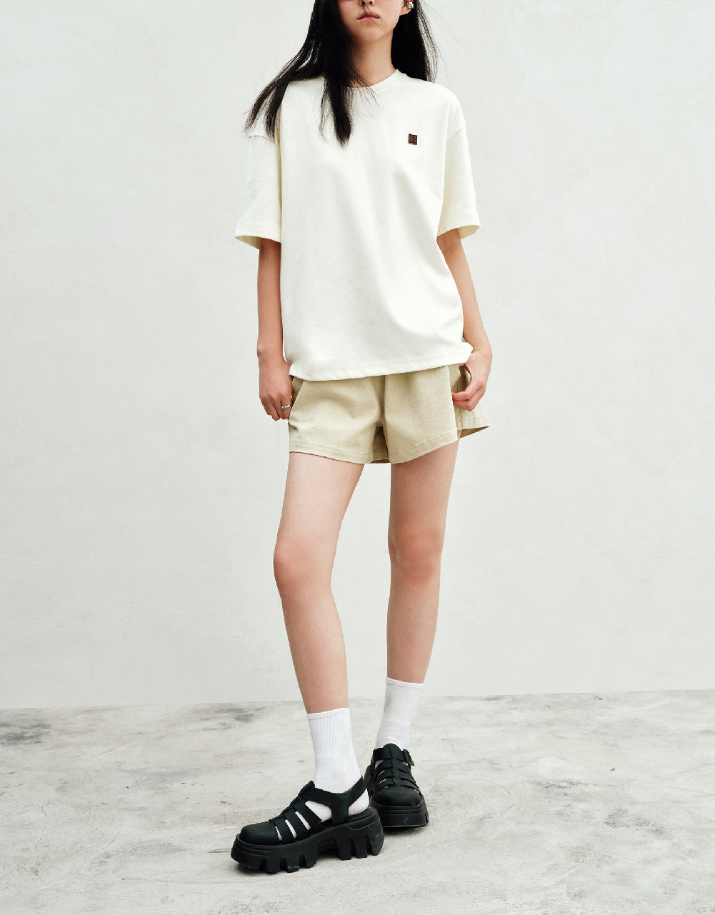 Elastic Waist Shorts With Rope