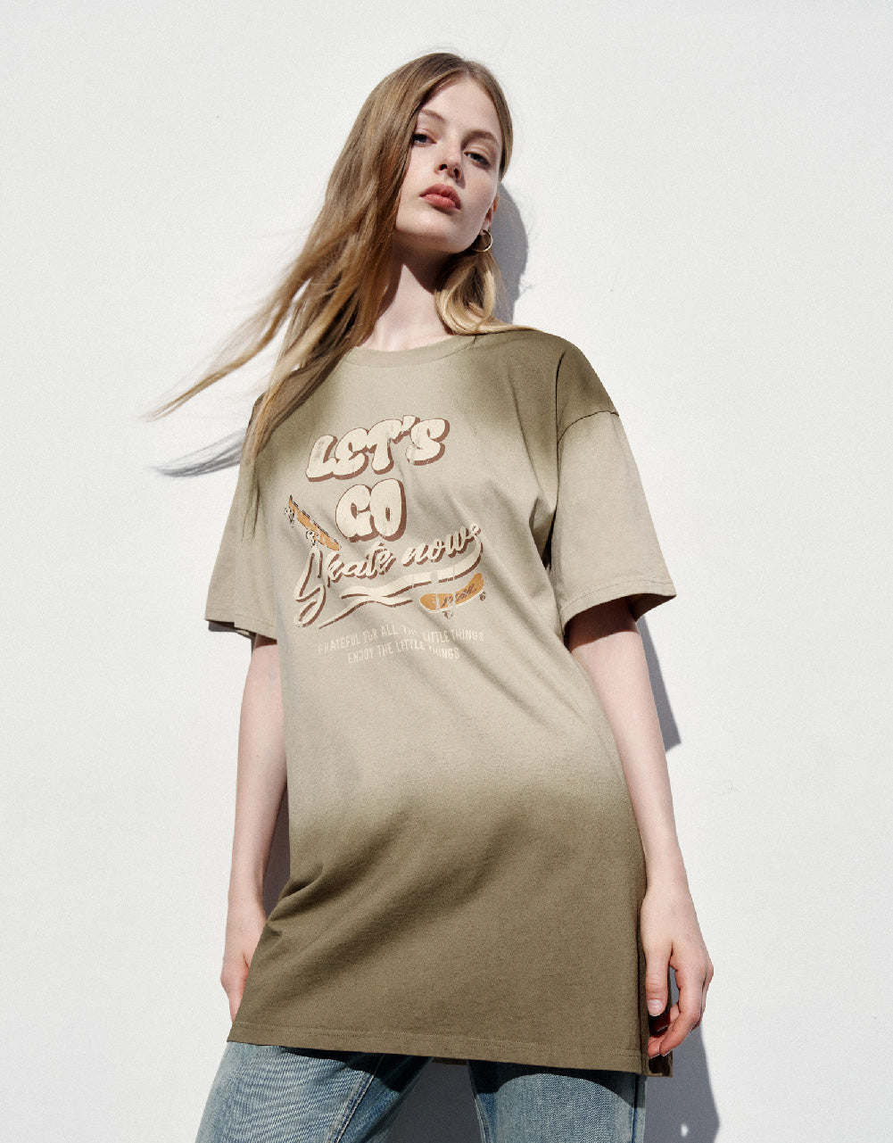 Printed Crew Neck Straight Dress