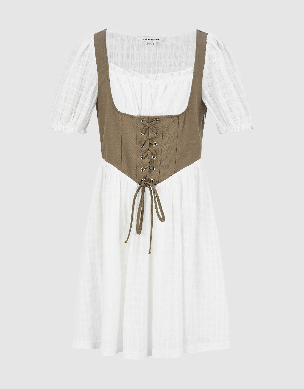2 In 1 Puff Sleeve Skater Dress