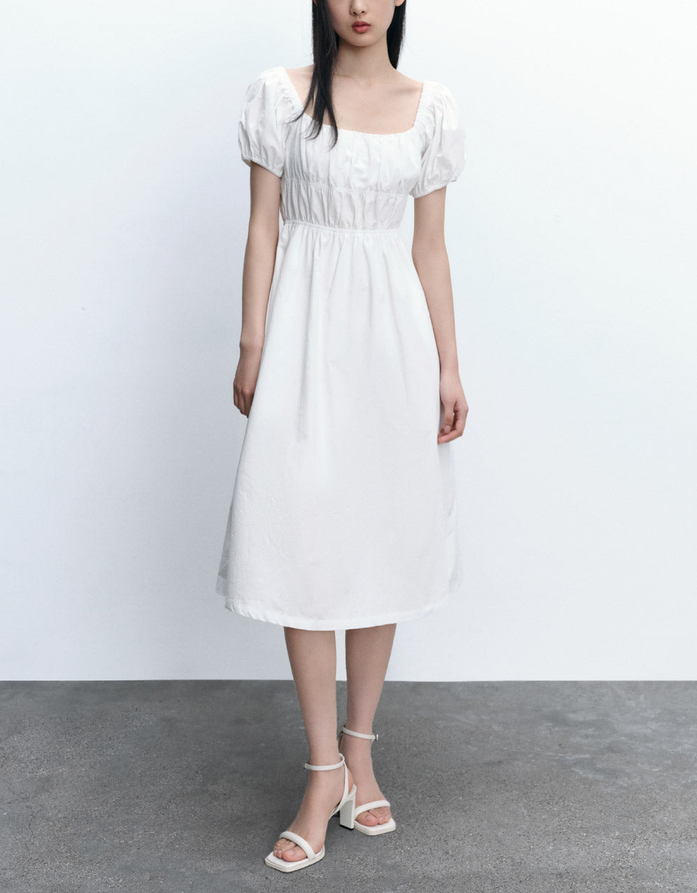 Square-cut Collar Skater Dress