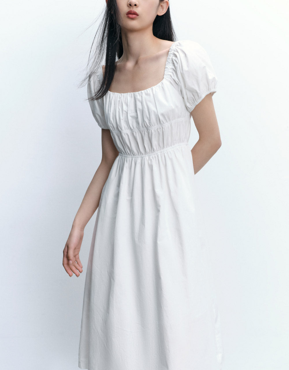 Square-cut Collar Skater Dress
