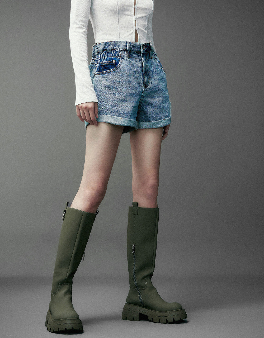 Rolled Up Hem Denim Shorts