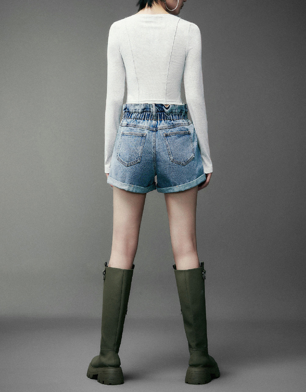 Rolled Up Hem Denim Shorts