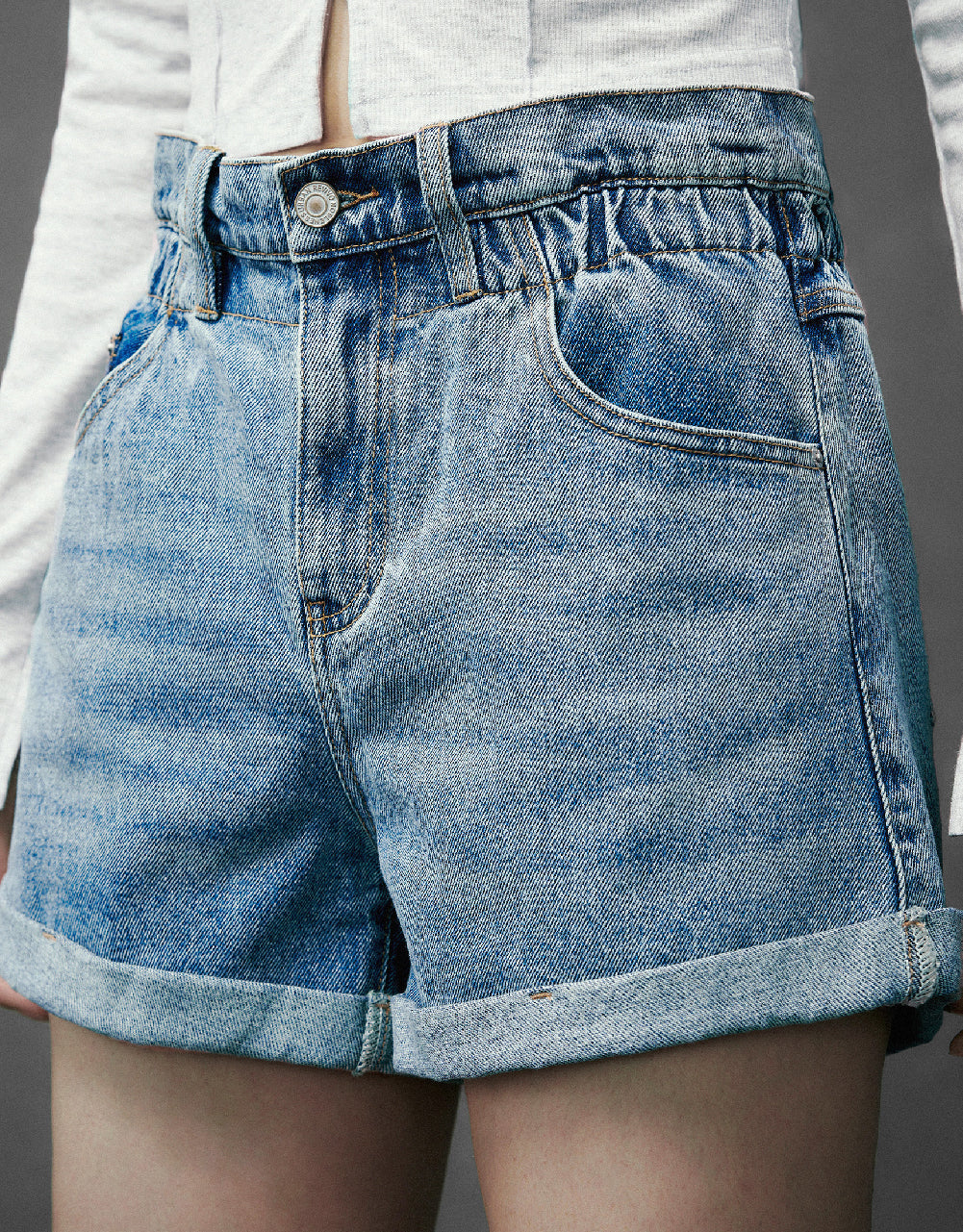Rolled Up Hem Denim Shorts