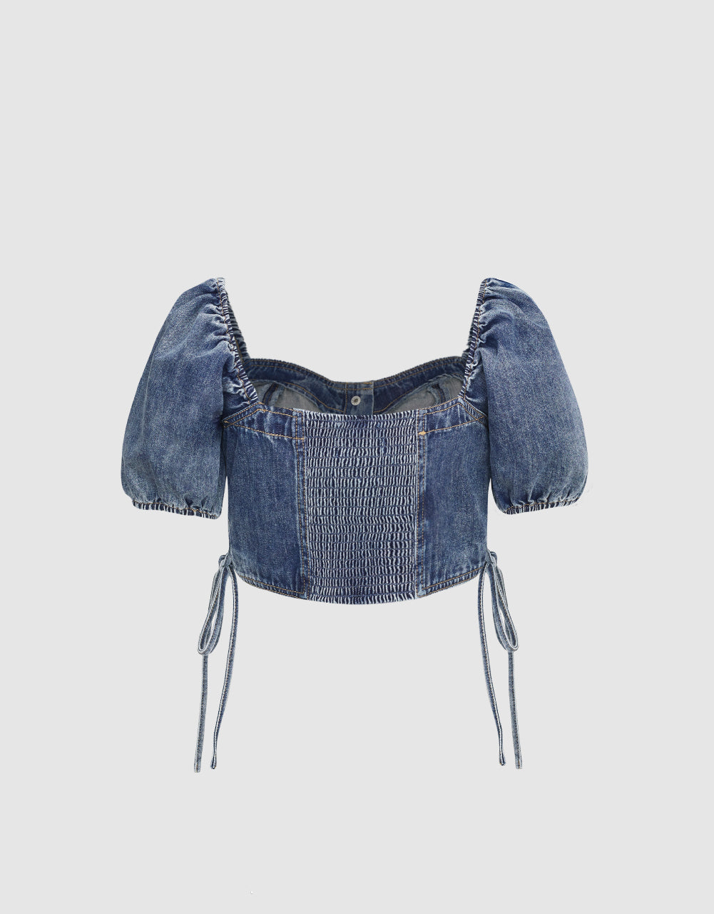 Square-cut Collar Denim Shirt