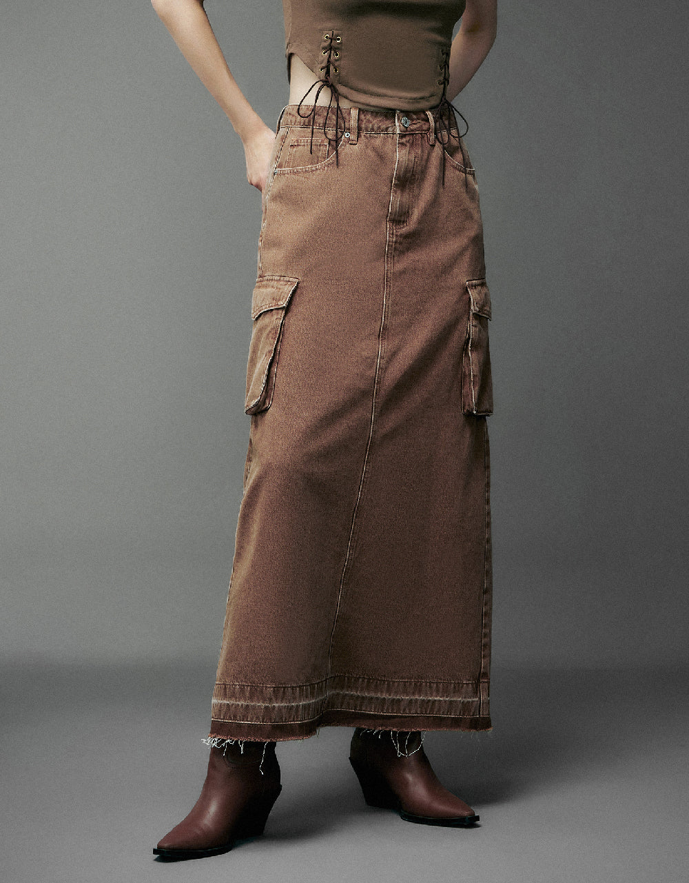 Utilities Midi Denim Skirt
