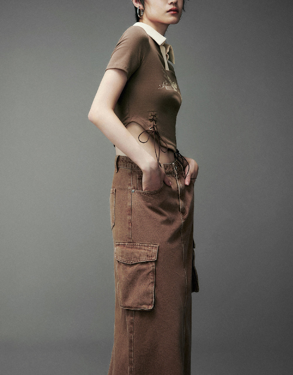 Utilities Midi Denim Skirt