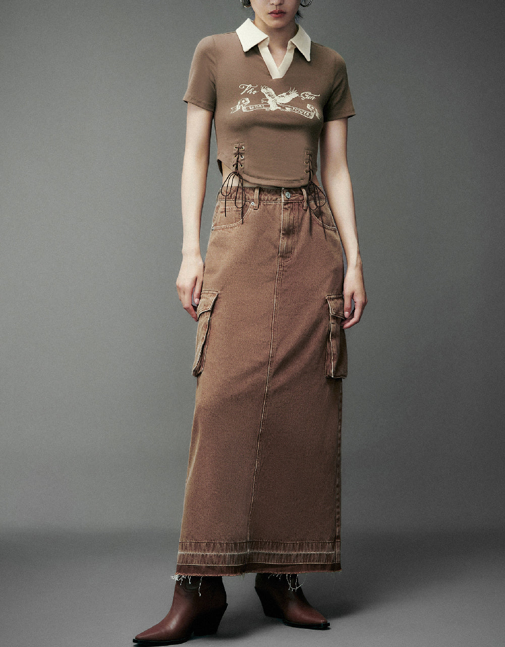 Utilities Midi Denim Skirt
