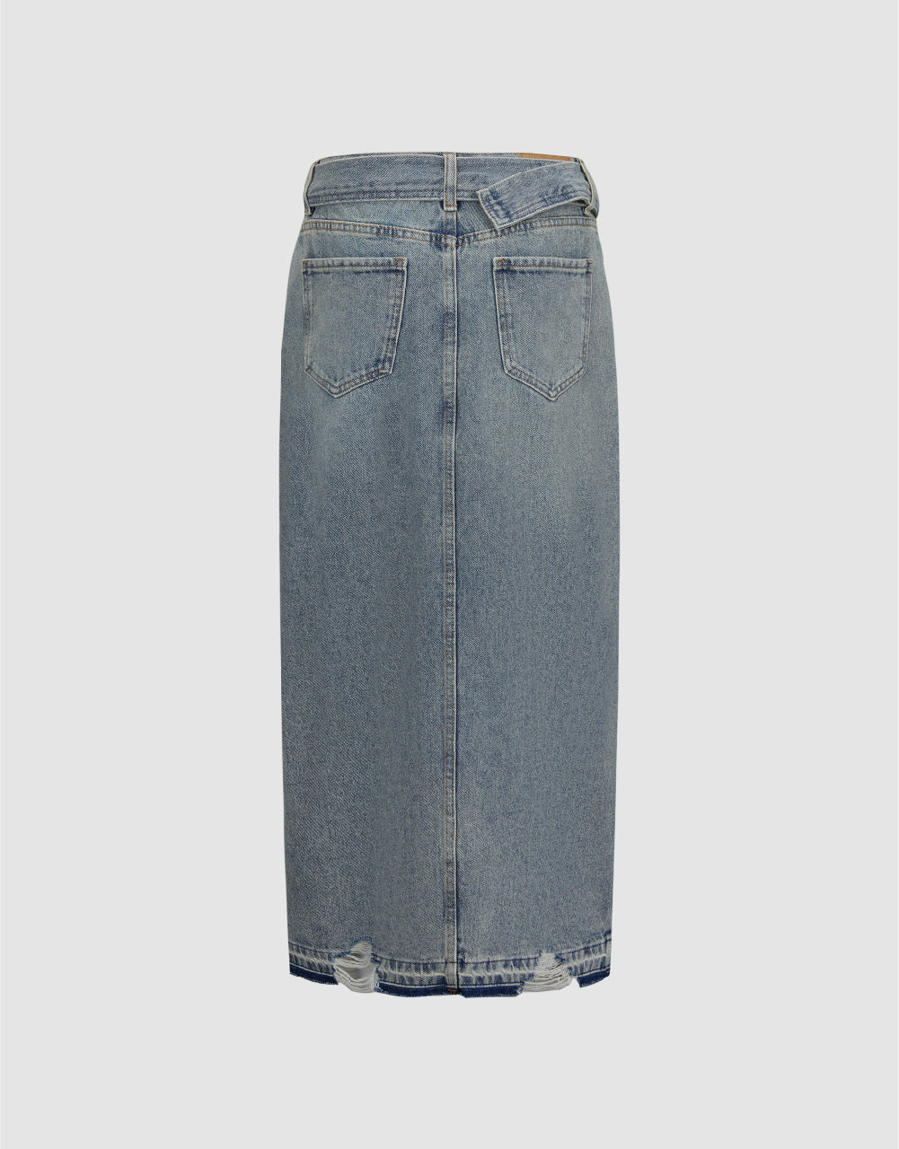 Straight Denim Skirt With Belt