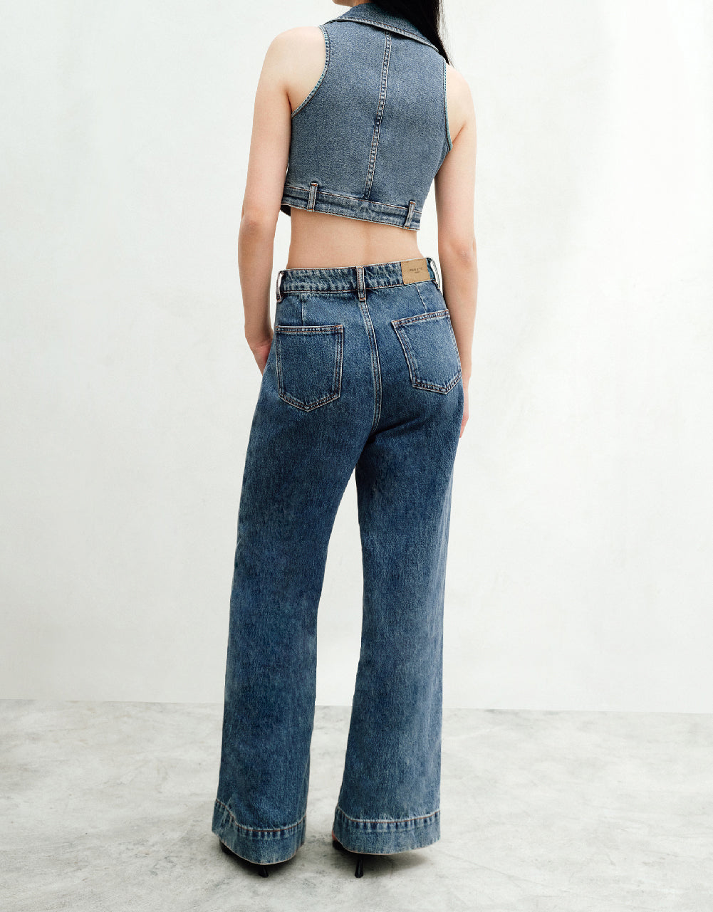 Halter Neck Lapel Denim Vest
