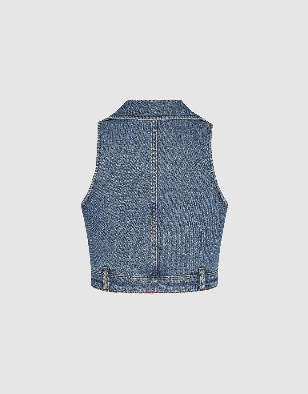 Halter Neck Lapel Denim Vest