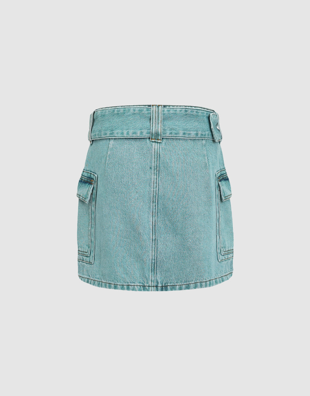 Mini A-Line Denim Skirt With Belt