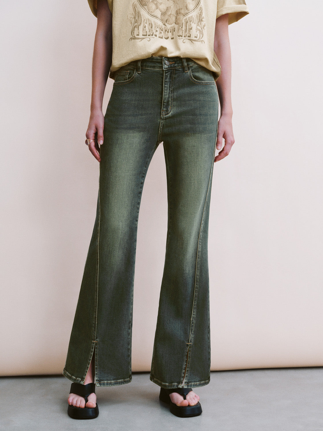 Split Hem Flare Jeans
