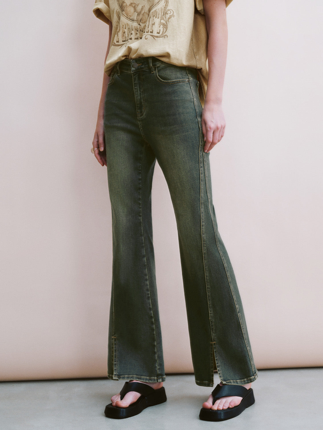 Split Hem Flare Jeans