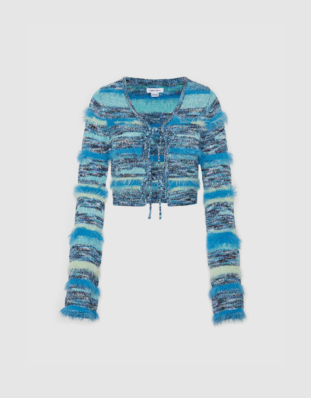 Tie Front Striped Knitted Cardigan