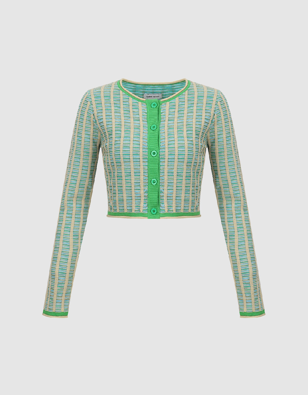 Striped Crew Neck Knitted Cardigan
