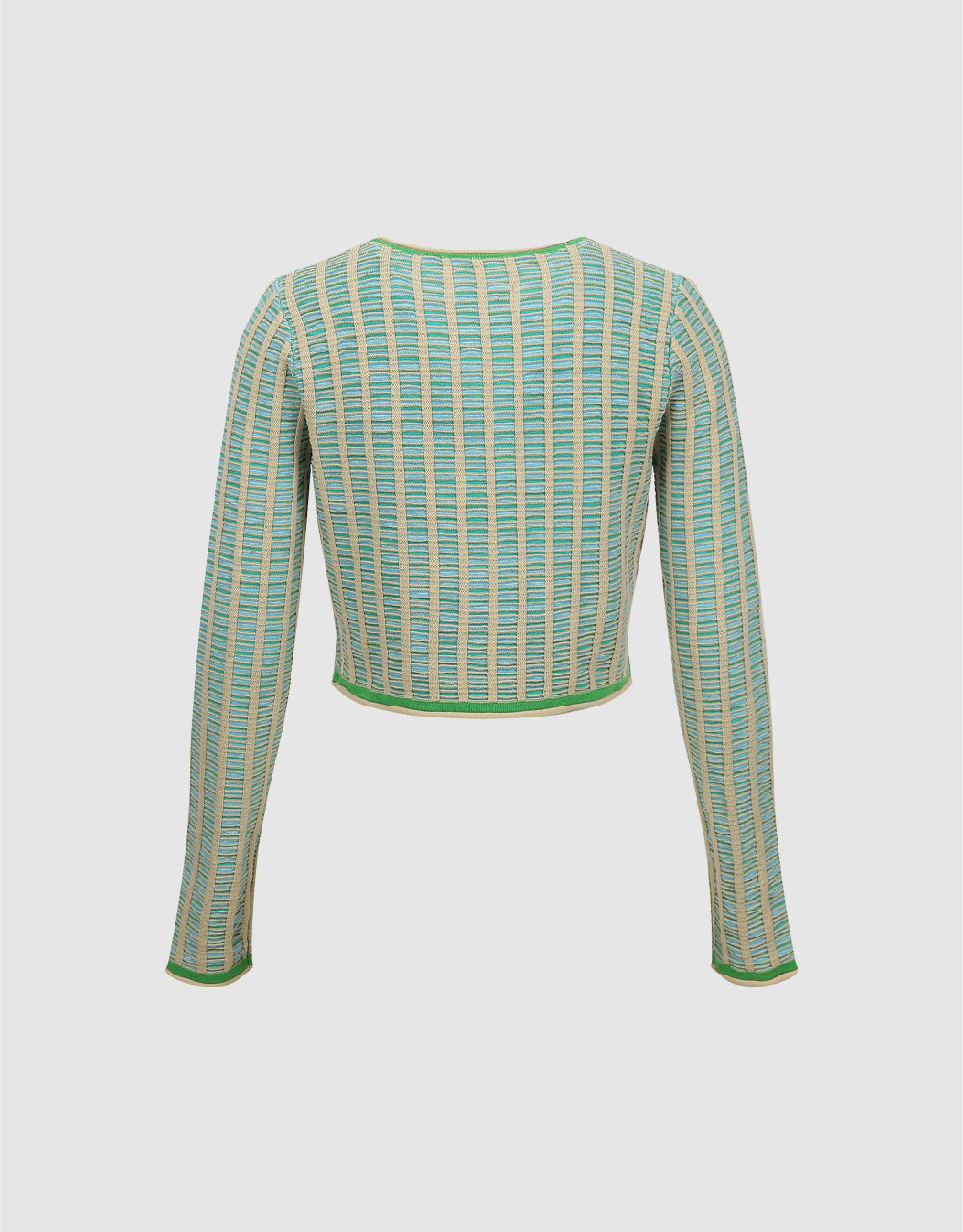 Striped Crew Neck Knitted Cardigan