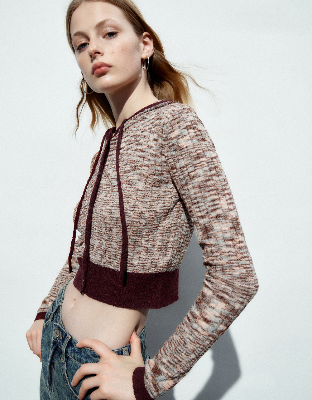 Printed Hooded Knitted Cardigan
