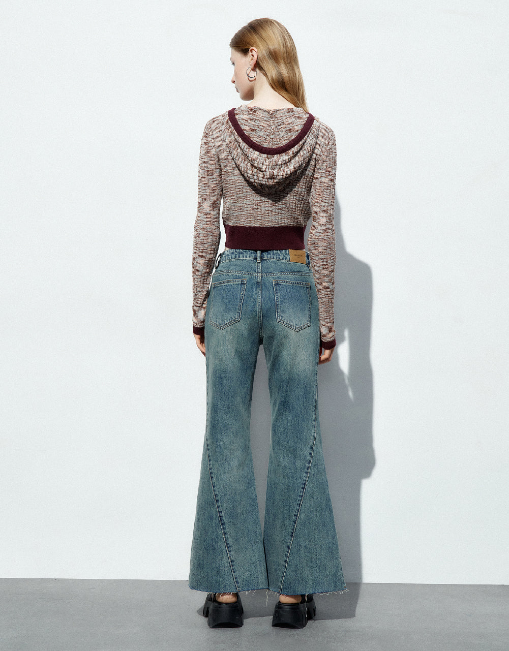 Printed Hooded Knitted Cardigan