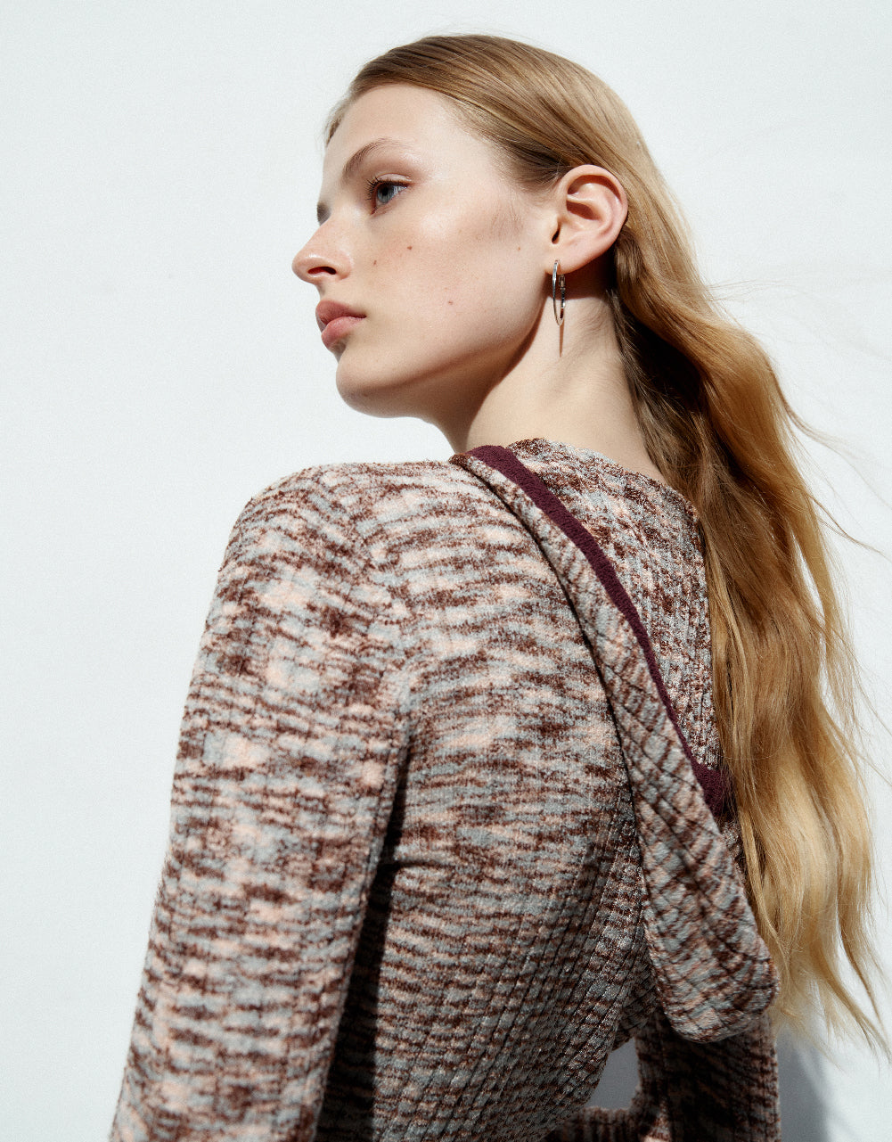 Printed Hooded Knitted Cardigan