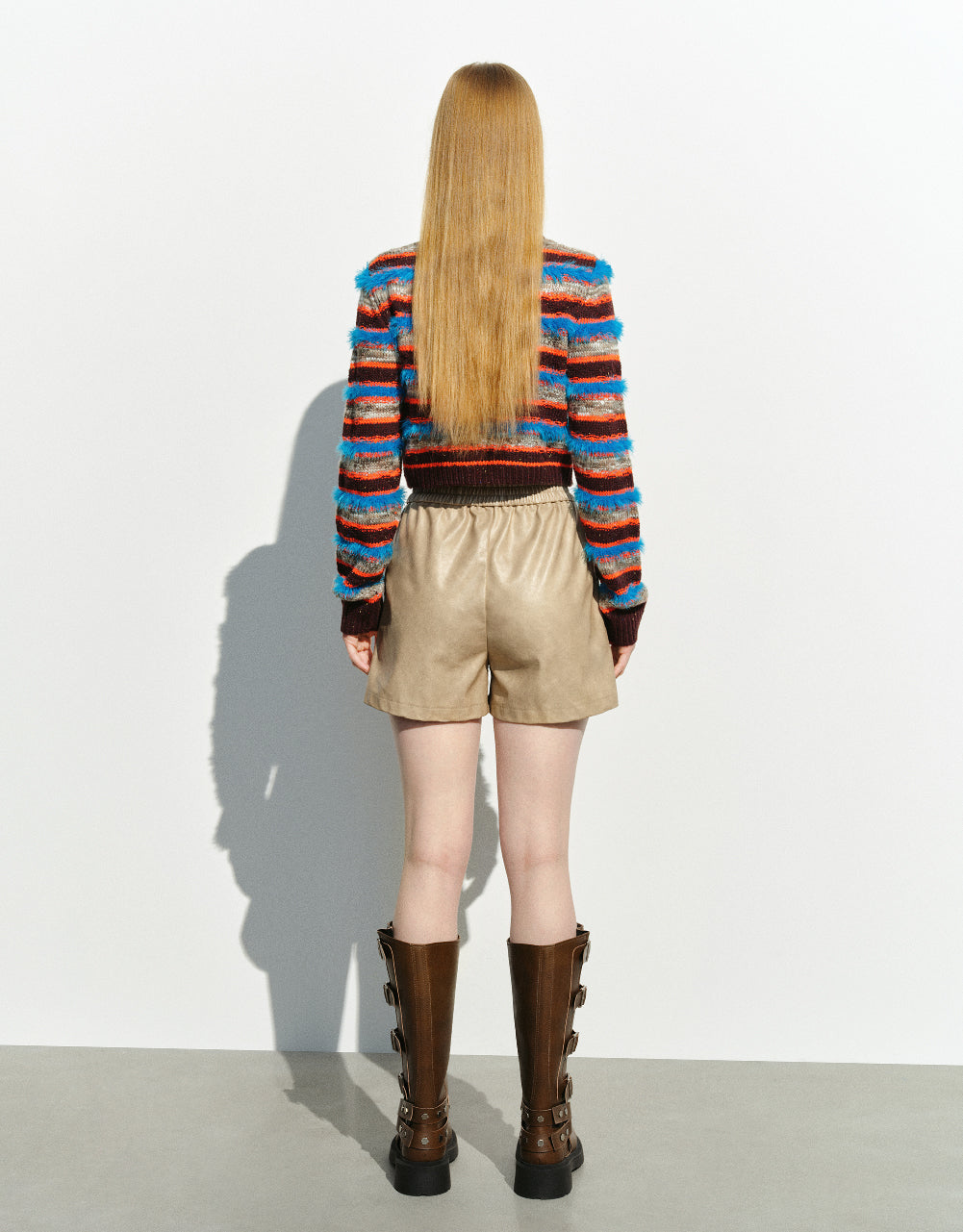 Striped Crew Neck Knitted Cardigan