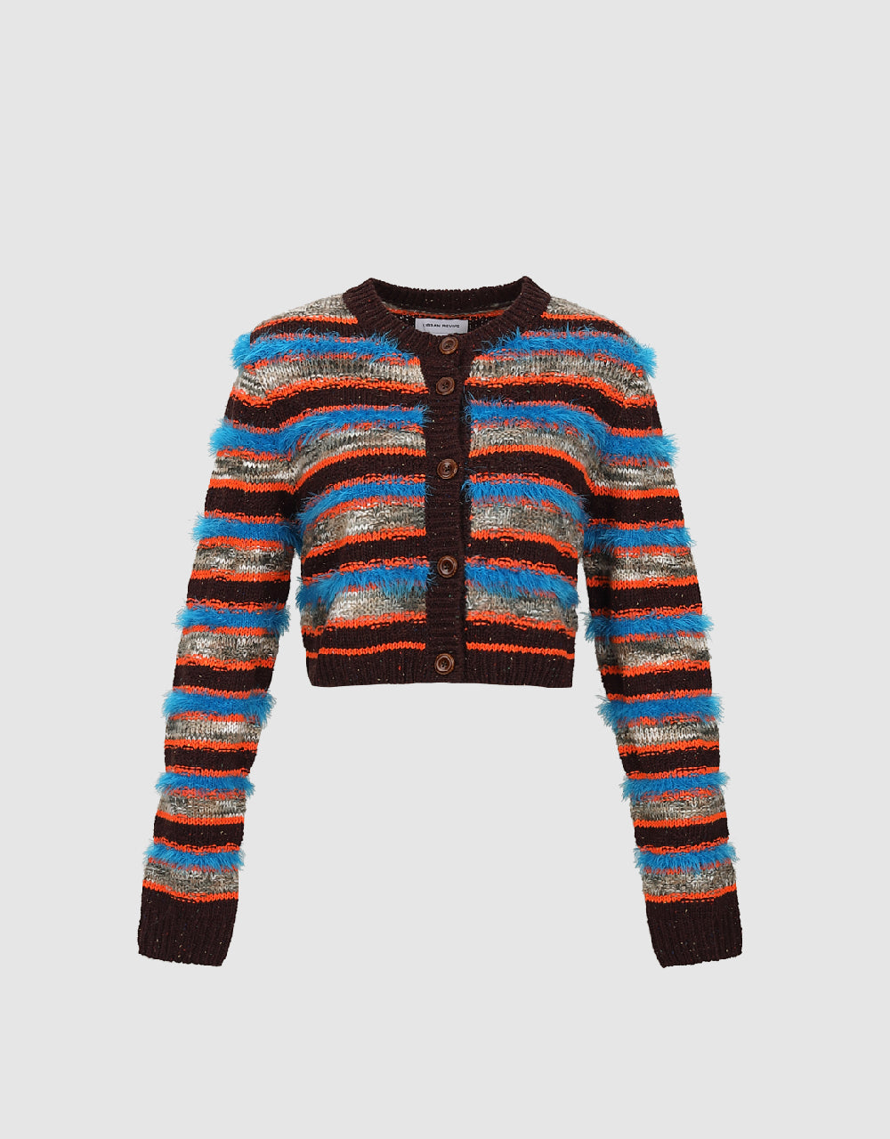 Striped Crew Neck Knitted Cardigan
